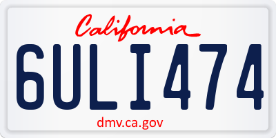 CA license plate 6ULI474