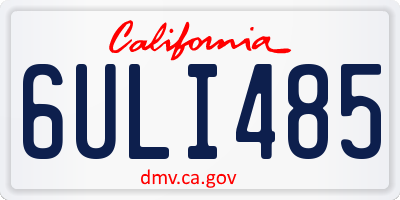 CA license plate 6ULI485