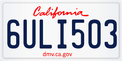 CA license plate 6ULI503