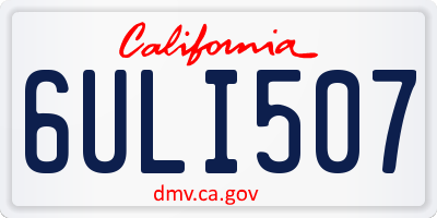 CA license plate 6ULI507
