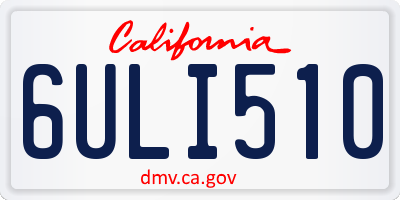 CA license plate 6ULI510