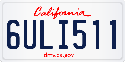 CA license plate 6ULI511