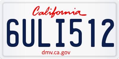 CA license plate 6ULI512