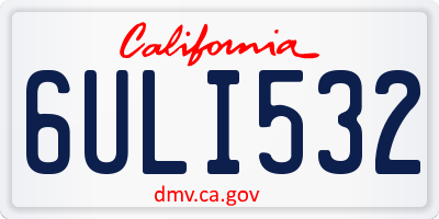 CA license plate 6ULI532