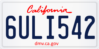 CA license plate 6ULI542