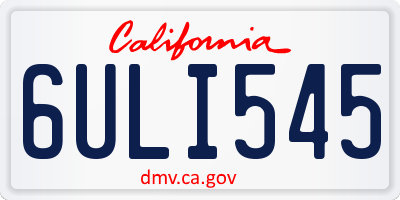 CA license plate 6ULI545
