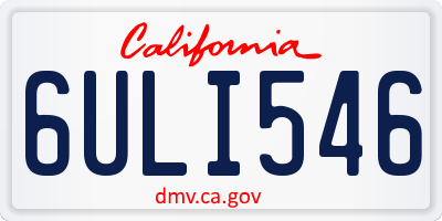 CA license plate 6ULI546
