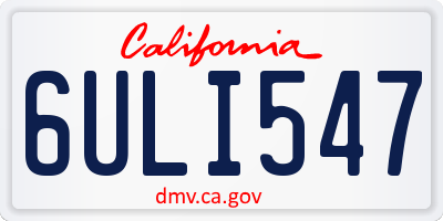 CA license plate 6ULI547