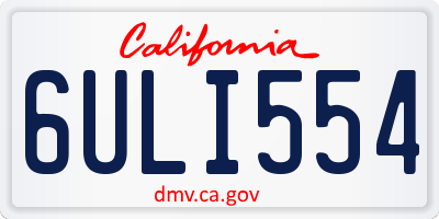CA license plate 6ULI554