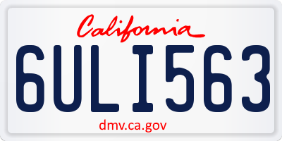 CA license plate 6ULI563