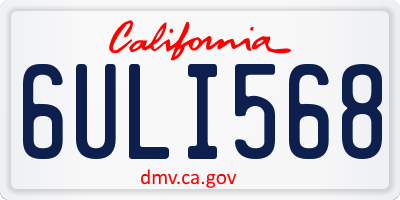 CA license plate 6ULI568