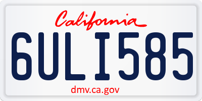 CA license plate 6ULI585