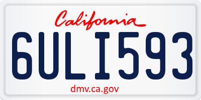 CA license plate 6ULI593