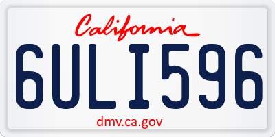 CA license plate 6ULI596
