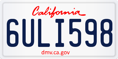 CA license plate 6ULI598