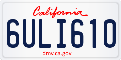 CA license plate 6ULI610