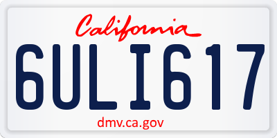 CA license plate 6ULI617