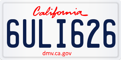 CA license plate 6ULI626