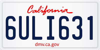 CA license plate 6ULI631