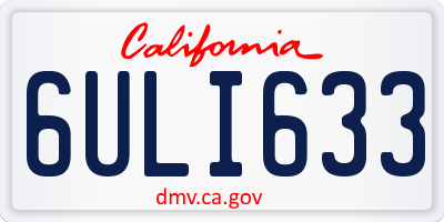 CA license plate 6ULI633