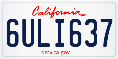 CA license plate 6ULI637