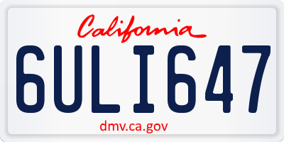 CA license plate 6ULI647
