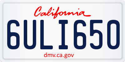 CA license plate 6ULI650