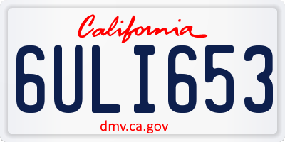 CA license plate 6ULI653