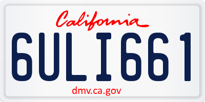 CA license plate 6ULI661