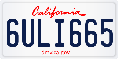 CA license plate 6ULI665