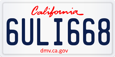 CA license plate 6ULI668