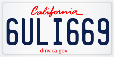 CA license plate 6ULI669