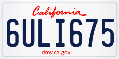 CA license plate 6ULI675
