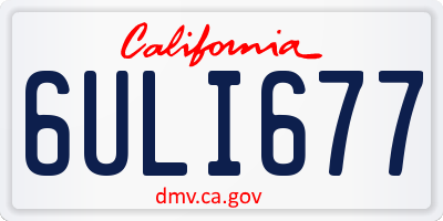 CA license plate 6ULI677
