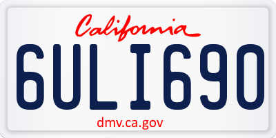 CA license plate 6ULI690