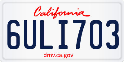 CA license plate 6ULI703