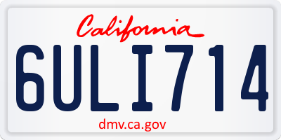 CA license plate 6ULI714