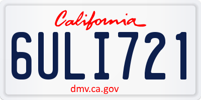 CA license plate 6ULI721
