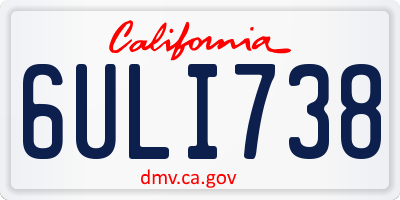 CA license plate 6ULI738