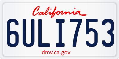 CA license plate 6ULI753