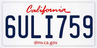CA license plate 6ULI759