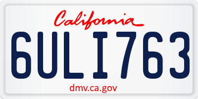 CA license plate 6ULI763