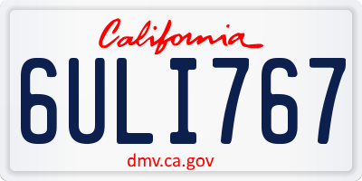 CA license plate 6ULI767