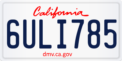 CA license plate 6ULI785