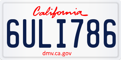 CA license plate 6ULI786