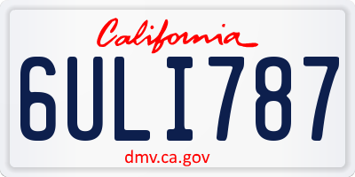 CA license plate 6ULI787