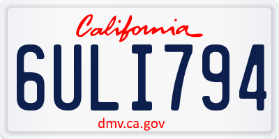 CA license plate 6ULI794