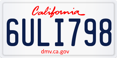 CA license plate 6ULI798