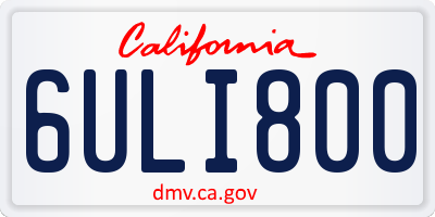 CA license plate 6ULI800