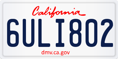 CA license plate 6ULI802